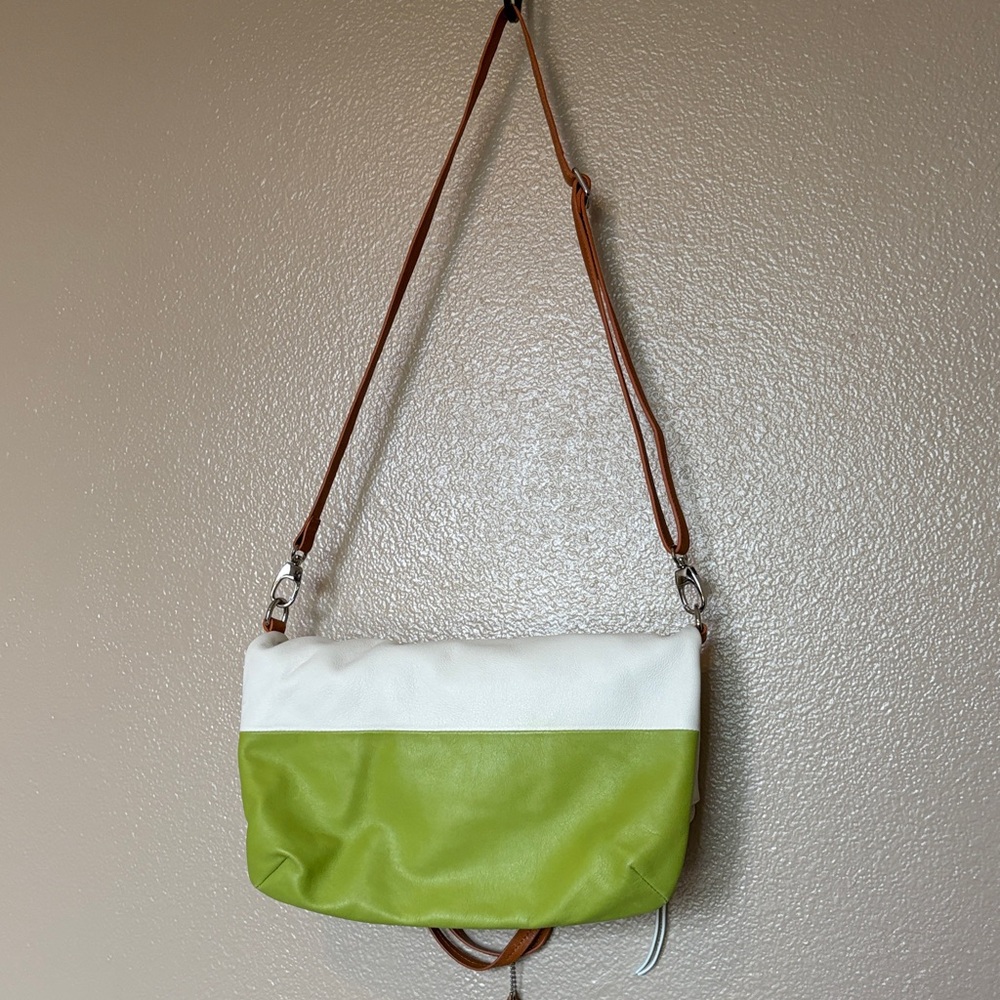 Spiral White and lime green Crossbody and tote bag